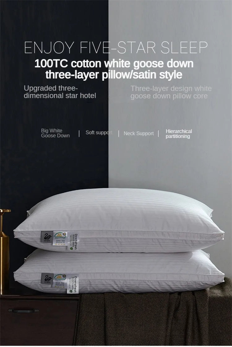 Premium Goose Down Pillow with Ergonomic Neck Support