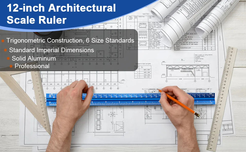 Professional 12-Inch Aluminum Architectural & Engineer Scale Ruler