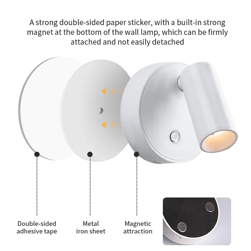 Rechargeable LED Magnetic Wall Light with Touch Switch