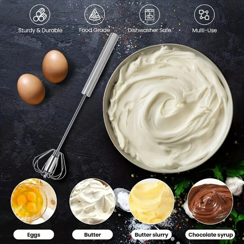 Stainless Steel Semi-Automatic Egg Beater Whisk