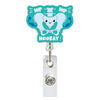 Heart Shape Glitter Acrylic Retractable Badge Reel with Crocodile Clip