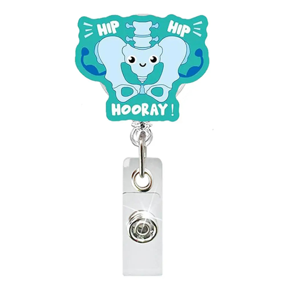 Heart Shape Glitter Acrylic Retractable Badge Reel with Crocodile Clip