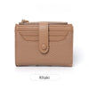 A tan brown bi-fold wallet made of premium PU leather with a textured finish.