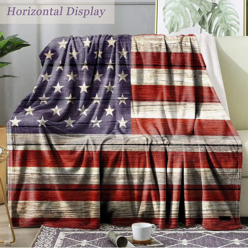 American Flag Print Throw Blanket