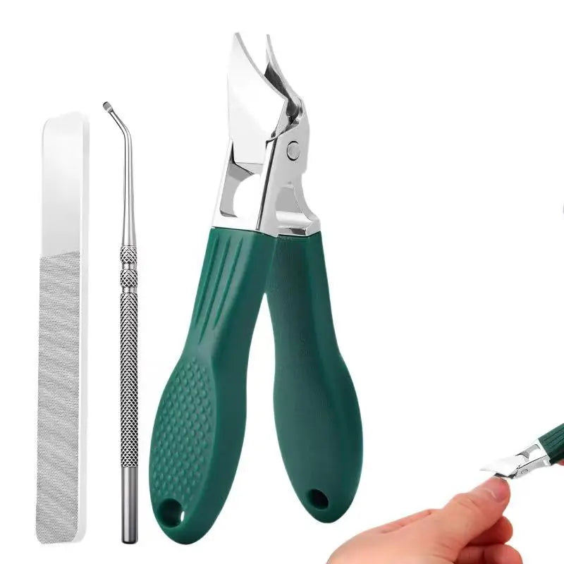 Angled Stainless Steel Nail Clippers for Thick Nails — Set of 3