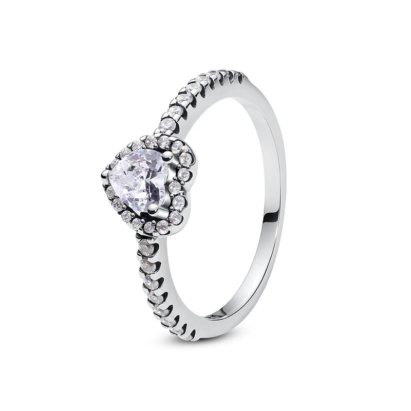Sterling Silver Heart Ring with Cubic Zirconia