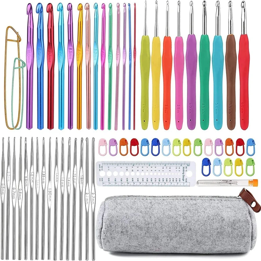 Ergonomic Crochet Hook Set with Accessories and Storage Bag