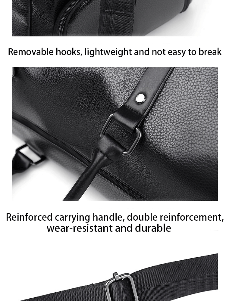 Retro PU Leather Weekender Duffel Bag with Adjustable Shoulder Strap