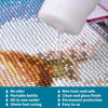 A white sealer is dripping a clear liquid onto a diamond painting surface showing various colored beads.