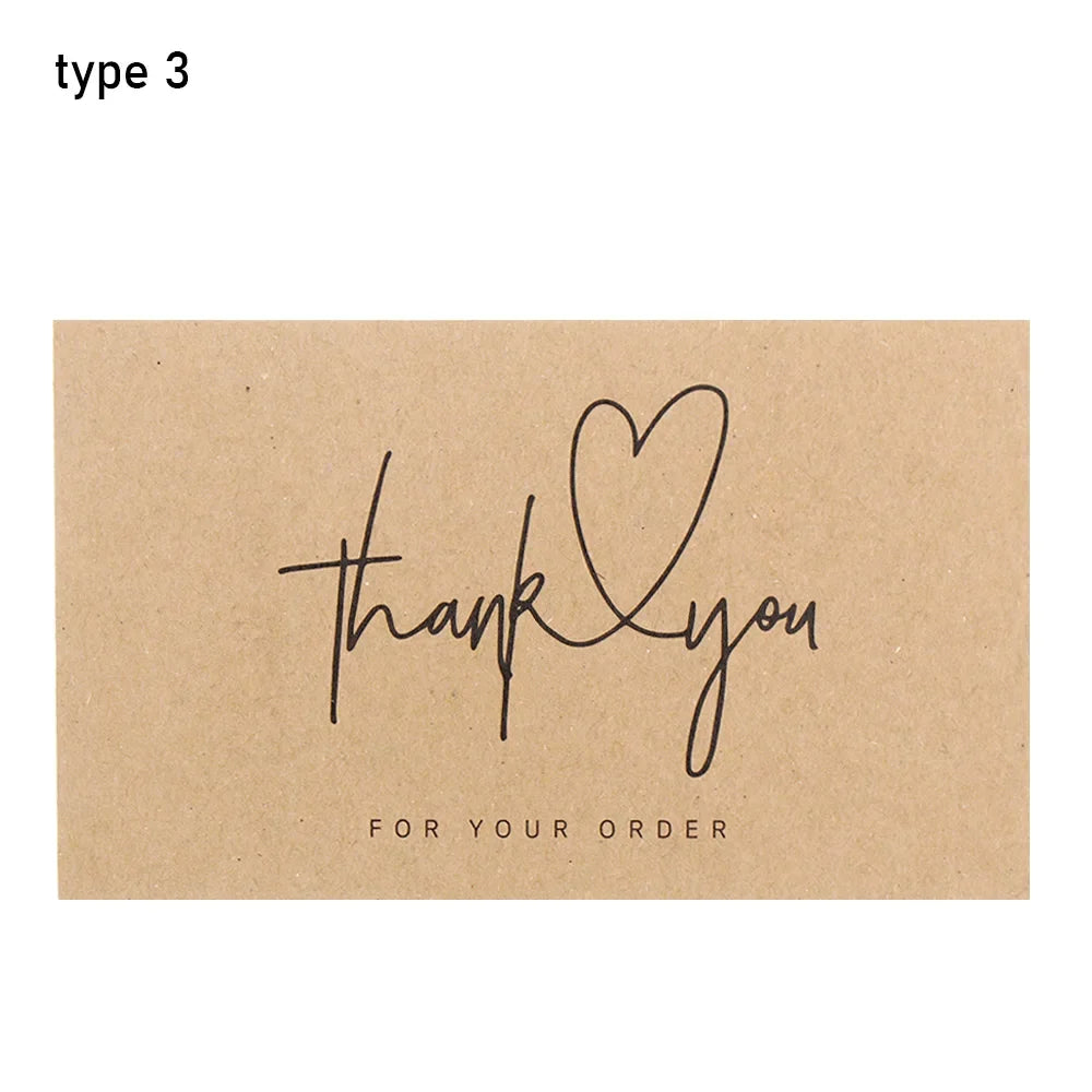 A brown greeting card with handwritten script that says thank you for your order