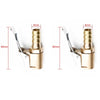 Brass tire inflator chuck with clip-on valve connector shown in two views.