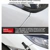 Comparison showing a car's hood before and after installation of an alloy pin lock kit.