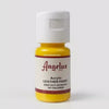 A bottle of Angelus Acrylic Leather Paint in yellow with a white cap.