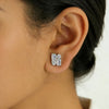 Round & Emerald Cut Moissanite Stud Earrings in Sterling Silver