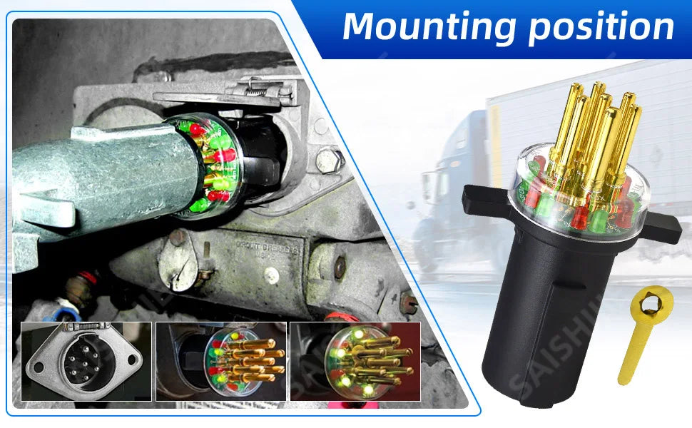 7-Way Round Pin Trailer Circuit Tester for Semi-Trucks