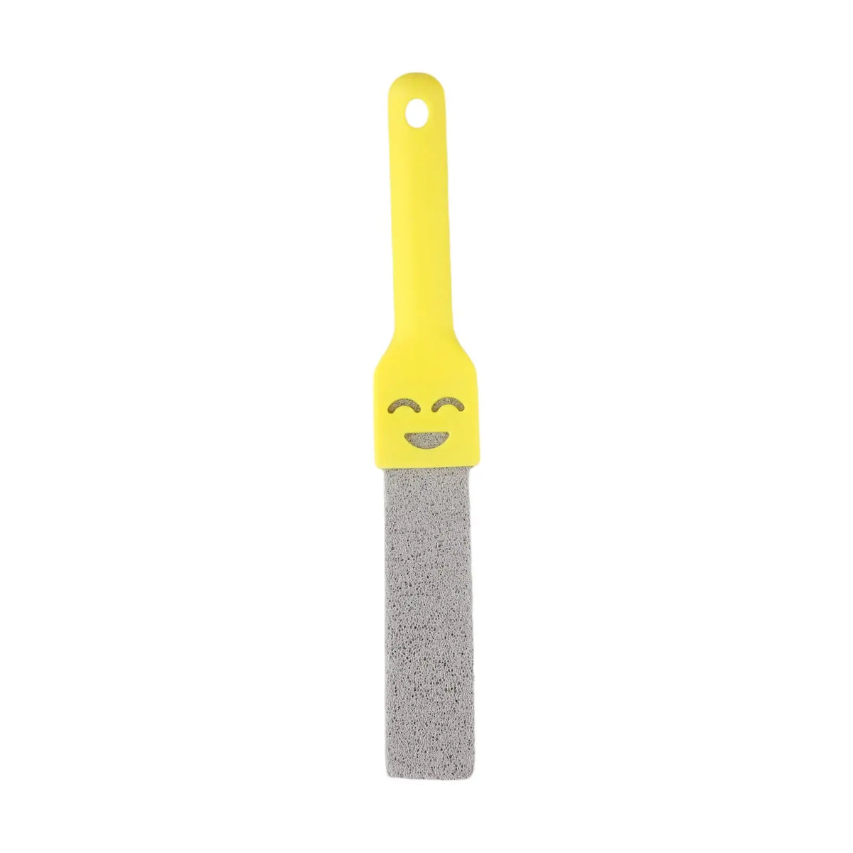 Yellow pumice stone toilet and bathroom cleaning brush with a handle