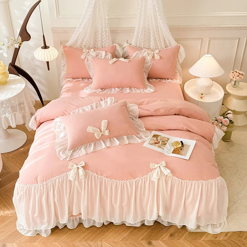 Princess Chiffon Duvet Cover with Romantic Ruffles