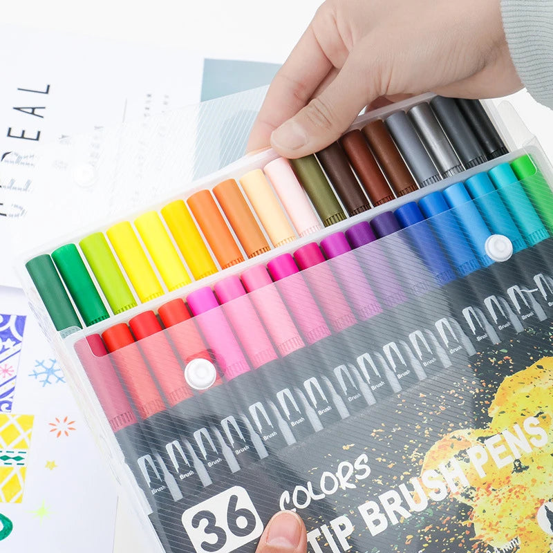 Dual Tip Watercolor Art Markers - 12 Color Set