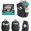 Black laptop backpack featuring multiple pockets for organization including a main compartment, accessory pocket, book and no