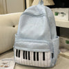 Polka Dot Backpack with Piano Key Design – Large Capacity Travel Daypack