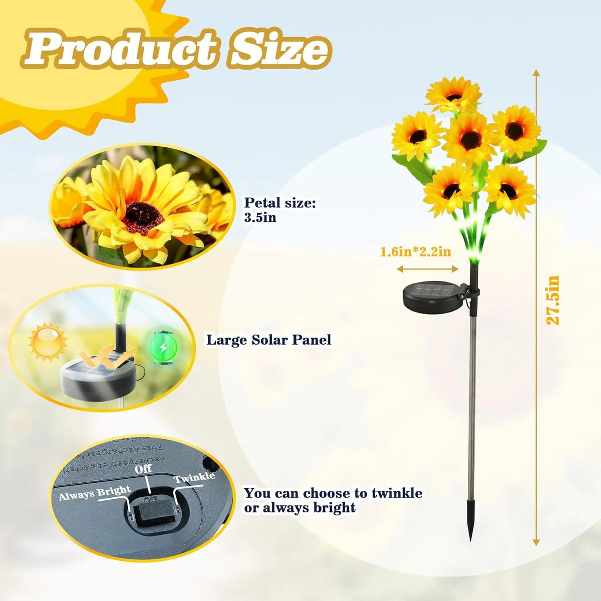 Solar Sunflower Garden Lights