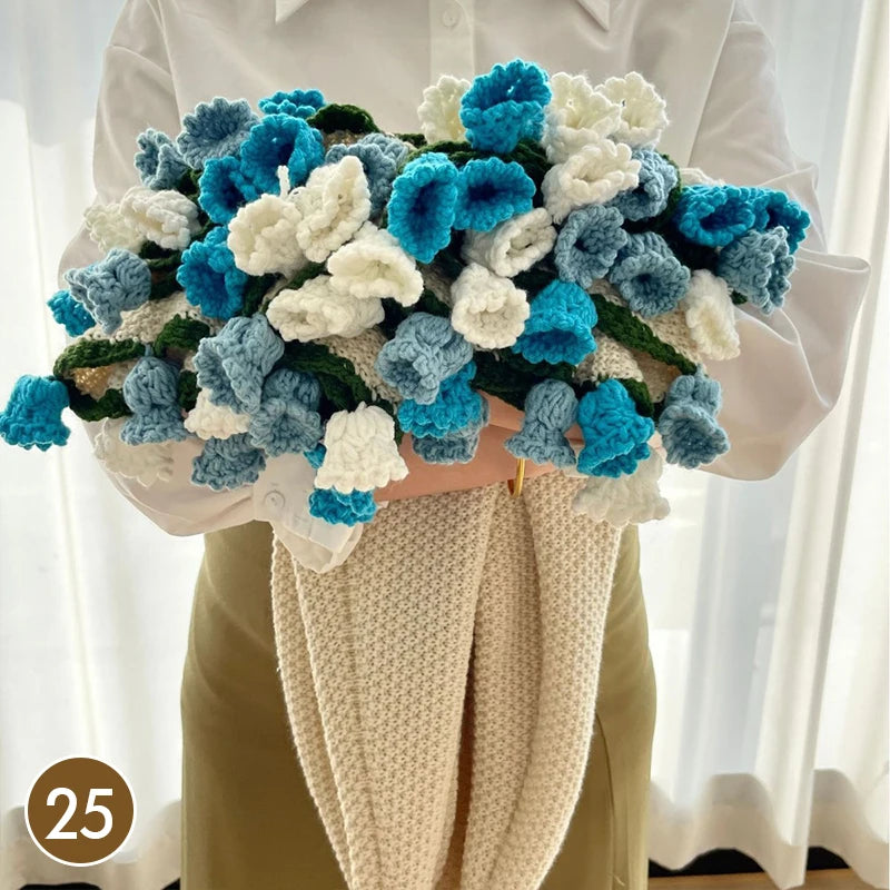 Hand Knitted Rose Bouquet Throw Blanket