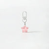 Silver hook necklace with a pink shell-shaped charm