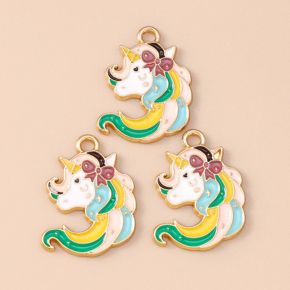 Enamel Rainbow Horse Charms for DIY Jewelry Making
