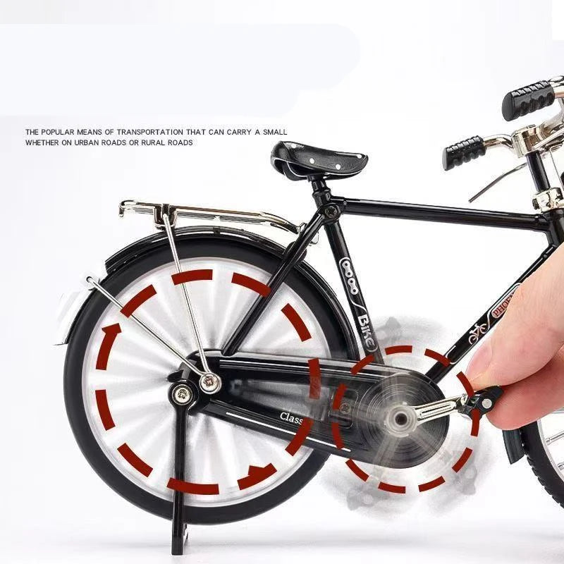 Schwarzes Retro-DIY-Fahrradmodell mit Darstellung von Rad und Rahmendetails