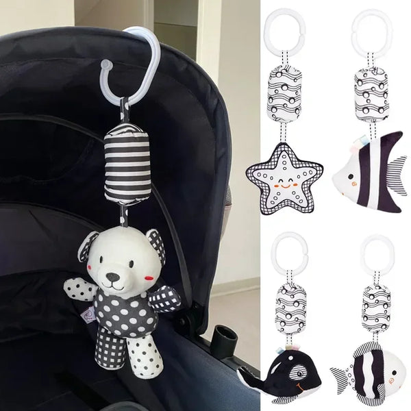 High-Contrast Baby Rattle Plush Toy for Stroller and Crib