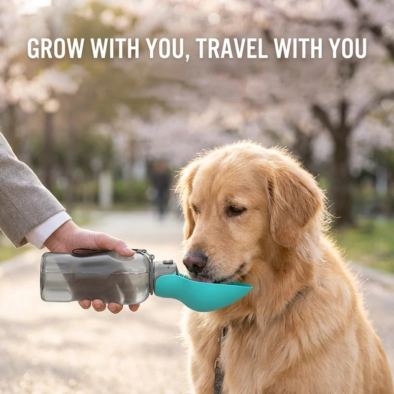 Botella de Agua Plegable para Mascotas con Bebedero