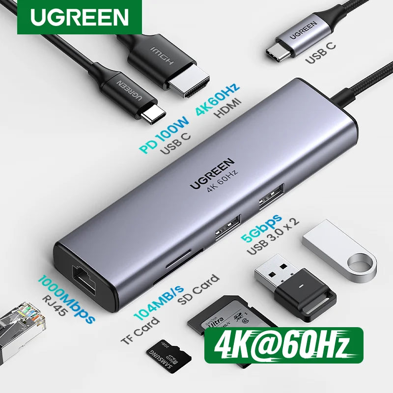 7-in-1 USB-C Hub with 4K HDMI, Gigabit Ethernet, and 100W Power Delivery