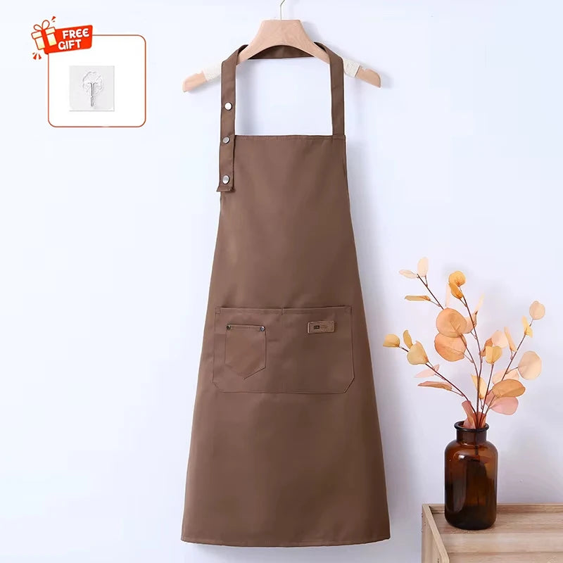 Stain-Resistant Kitchen Apron with Front Pocket