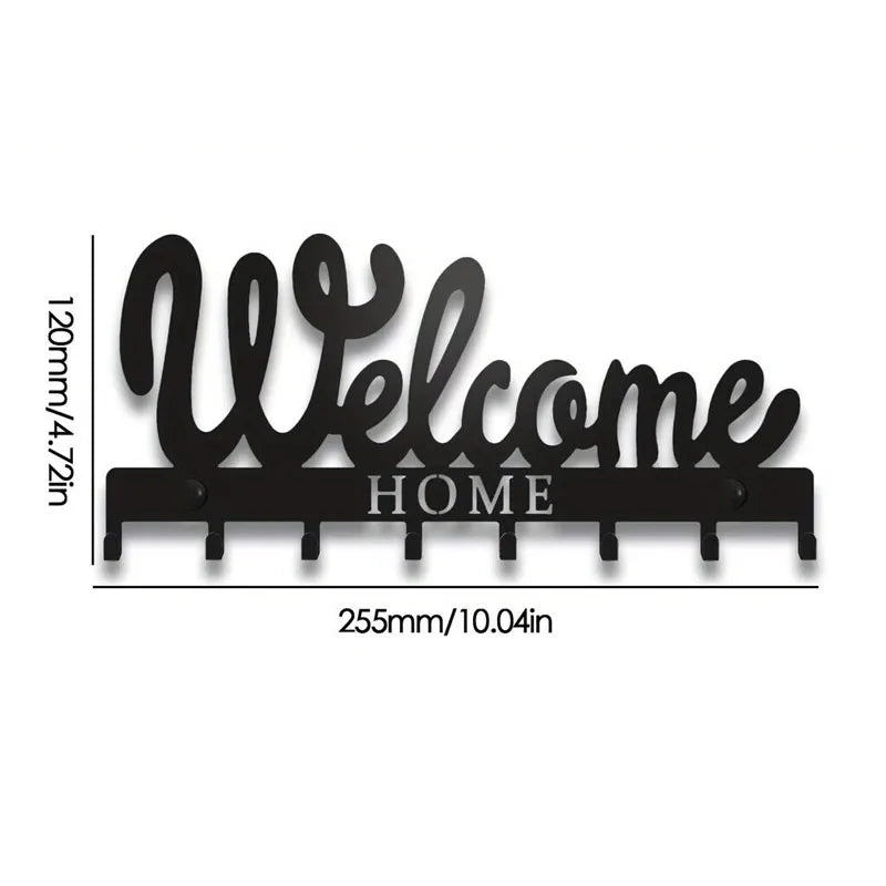 Wall-Mounted Metal Key Holder with 8 Hooks