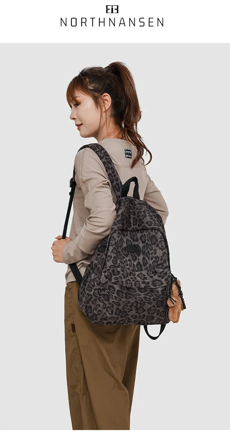 Leopard Print Casual Backpack for School & Daily Use