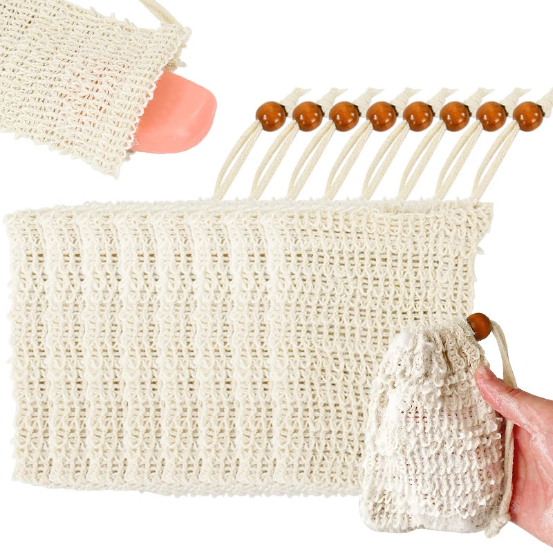 Natural Sisal Soap Saver Bag with Exfoliating Mesh