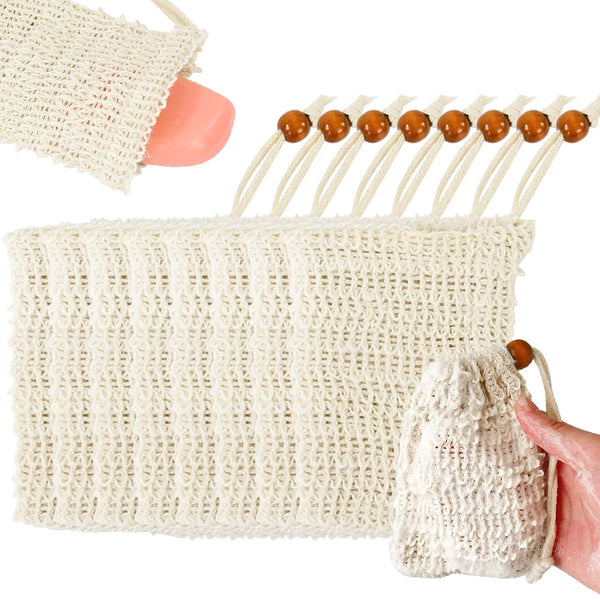 Natural Sisal Soap Saver Bag with Exfoliating Mesh