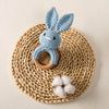 Handmade Crochet Bunny Rattle with Wooden Teether for Babies