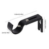 Black metal curtain rod bracket set with mounting holes and adjustable arms.