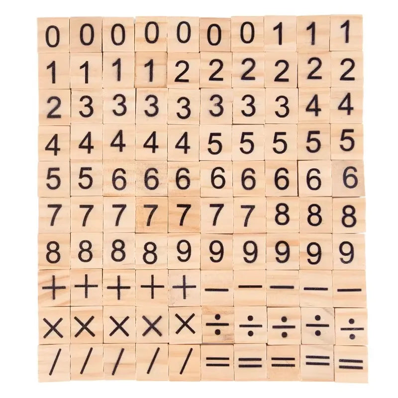 Wooden Alphabet & Number Learning Blocks Set (100 Pieces)