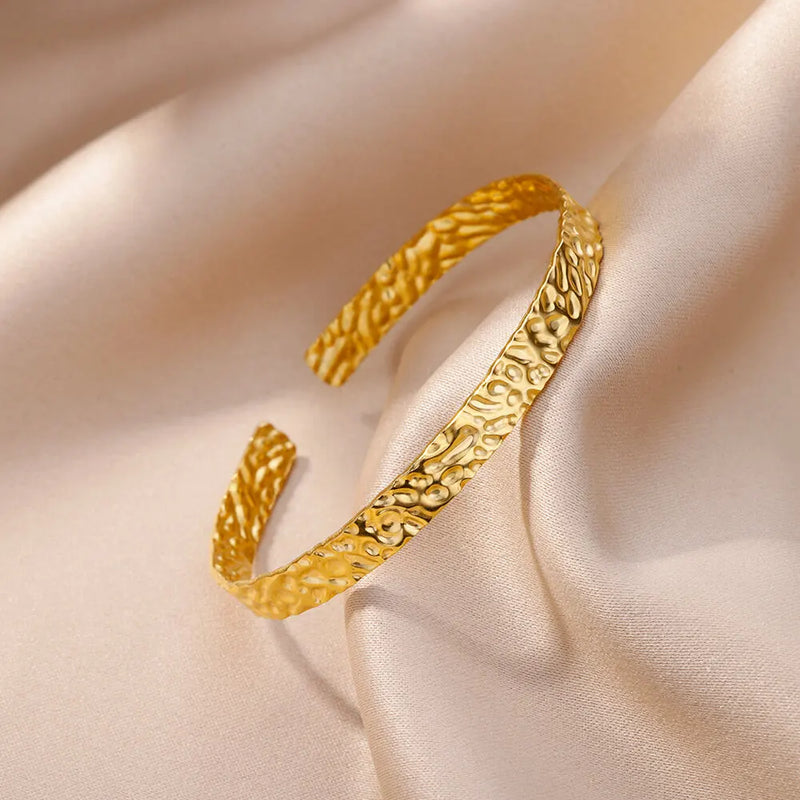 Adjustable Gold-Tone Stainless Steel Cuff Bracelet