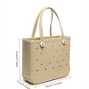 Beige tragbare EVA-Strandtasche mit Henkel und perforiertem Design