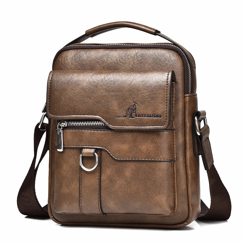 Vintage Leather Messenger Bag for Men – Classic Crossbody Shoulder Bag