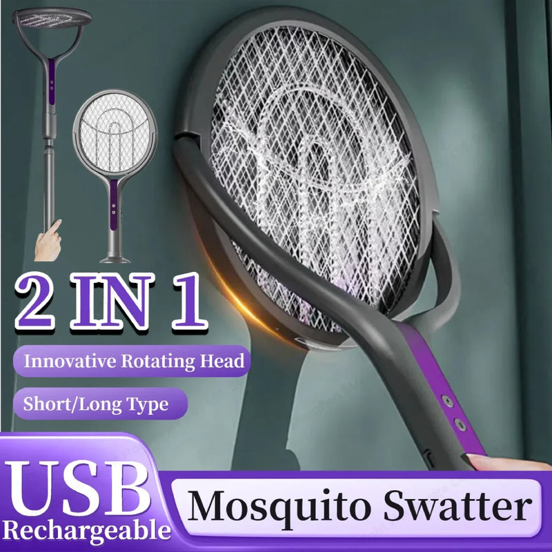 Rotating Head Electric Fly Swatter with Telescopic Handle
