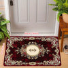 Burgundy Gold Floral Medallion Area Rug – Non-Slip Washable Carpet