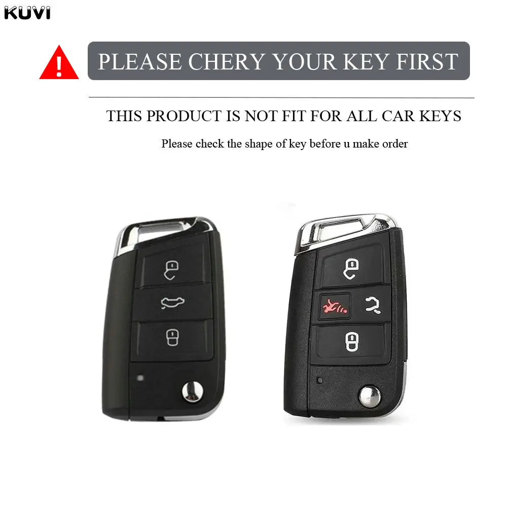 A black TPU car key fob cover is shown with a warning that it is not fit for all car keys.