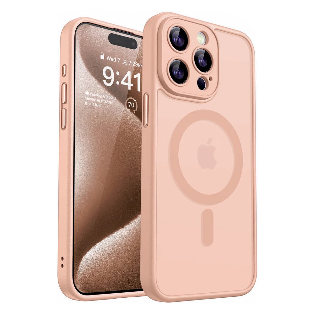 Magnetic Matte Shockproof Case for iPhone with MagSafe Compatibility