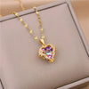 Colorful Crystal Ocean Heart Pendant Necklace