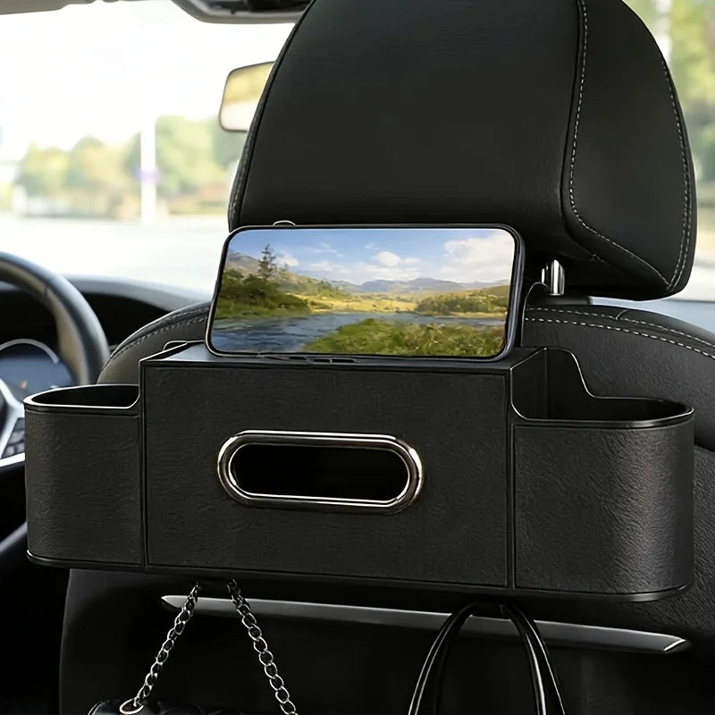 Multifunctional Car Seat Back Organizer with Phone and Cup Holders