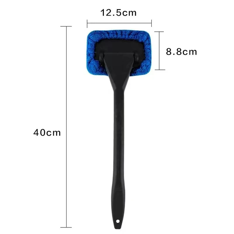 Ergonomic Car Window Cleaning Brush with Microfiber Pad